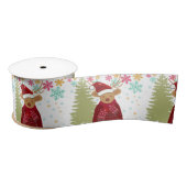 Weihnachtsbaum & Rentier Roter Grüner Klassiker Satinband (Spule)