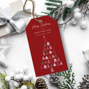 Weihnachtsbaum, Rentier, Sterne Geschenkanhänger
