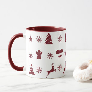 Weihnachtsbaum, Rentiere, Engel und Schnee Tasse