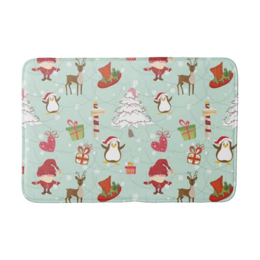 Weihnachtsbaum-Rentierelfen Badematte (Vorderseite)