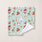 Weihnachtsbaum-Rentierelfen Badhandtuch Set (Waschlappen)