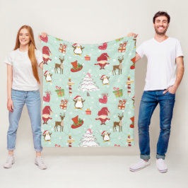 Weihnachtsbaum-Rentierelfen Fleecedecke