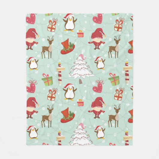 Weihnachtsbaum-Rentierelfen Fleecedecke (Vorderseite)