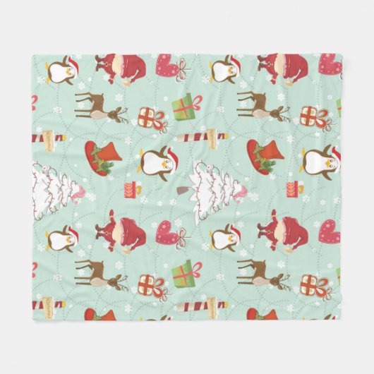 Weihnachtsbaum-Rentierelfen Fleecedecke (Vorderseite (Horizontal))