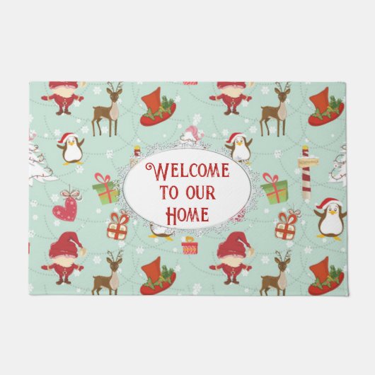 Weihnachtsbaum-Rentierelfen Fußmatte (Vorderseite)