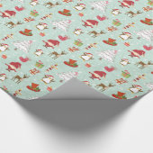 Weihnachtsbaum-Rentierelfen Geschenkpapier (Ecke)