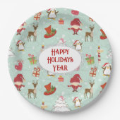 Weihnachtsbaum-Rentierelfen Pappteller (Vorderseite)