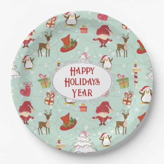 Weihnachtsbaum-Rentierelfen Pappteller (Vorderseite)