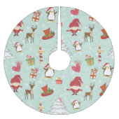 Weihnachtsbaum-Rentierelfen Polyester Weihnachtsbaumdecke (Vorderseite)