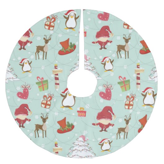 Weihnachtsbaum-Rentierelfen Polyester Weihnachtsbaumdecke (Vorderseite)