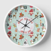 Weihnachtsbaum-Rentierelfen Uhr (Vorderseite)