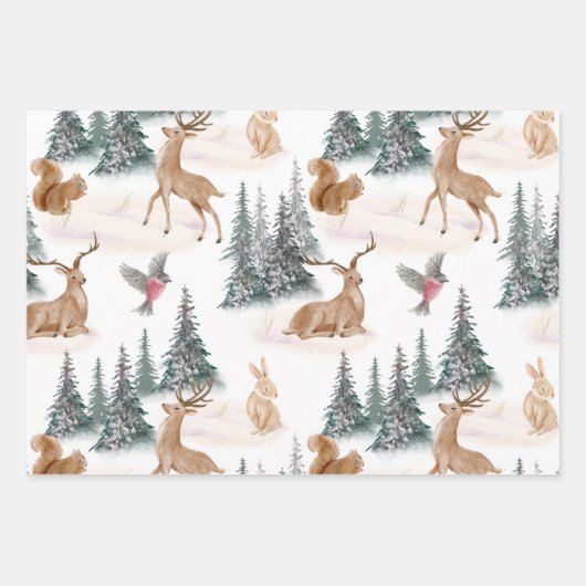 Weihnachtsbaum-Rentiergeschenk Geschenkpapier Set (Vorderseite)