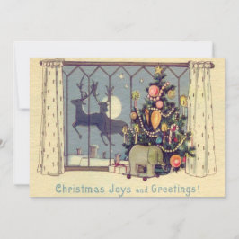 Weihnachtsbaum Rentierspielzeug Vollmond Einladung