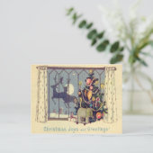 Weihnachtsbaum Rentierspielzeug Vollmond Feiertagspostkarte (Stehend Vorderseite)