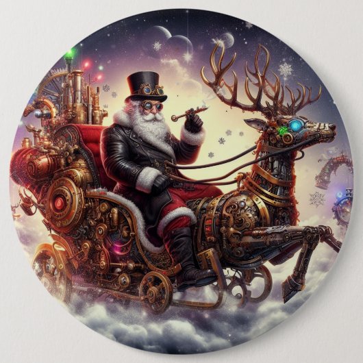 Weihnachtsbaum/Rentiersteampunkt Weihnachten/Winte Button (Vorderseite)