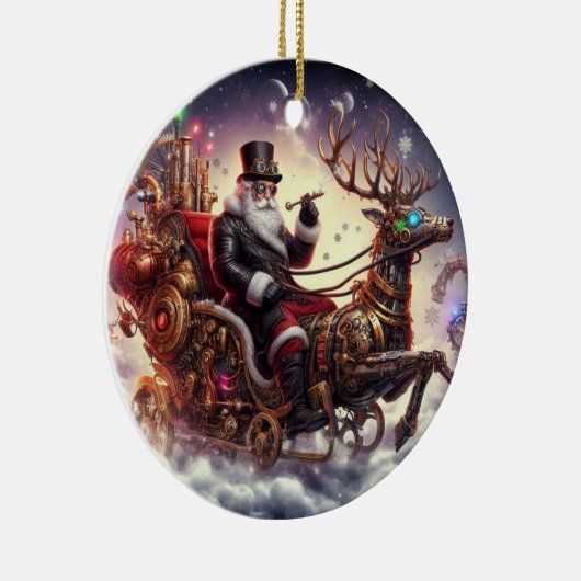 Weihnachtsbaum/Rentiersteampunkt Weihnachten/Winte Keramik Ornament (Rechts)