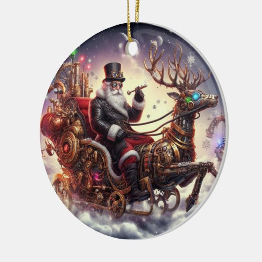 Weihnachtsbaum/Rentiersteampunkt Weihnachten/Winte Keramik Ornament (Links)