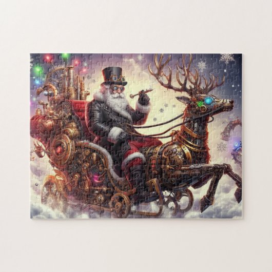 Weihnachtsbaum/Rentiersteampunkt Weihnachten/Winte Puzzle (Horizontal)