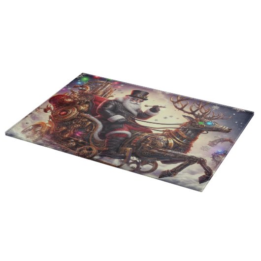 Weihnachtsbaum/Rentiersteampunkt Weihnachten/Winte Schneidebrett (Ecke)