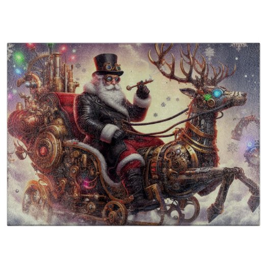 Weihnachtsbaum/Rentiersteampunkt Weihnachten/Winte Schneidebrett (Vorderseite)