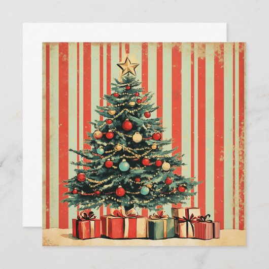Weihnachtsbaum Retro 1940er-Zeitschrift Einladung (Vorne/Hinten)