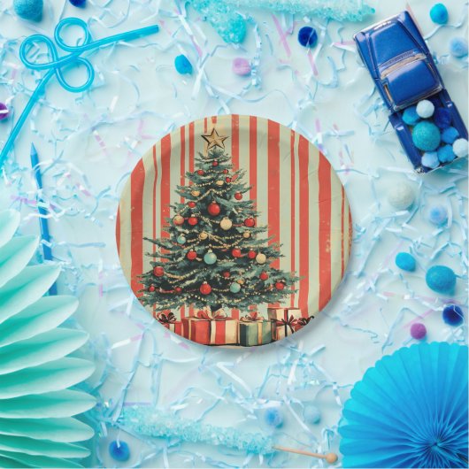 Weihnachtsbaum Retro 1940er-Zeitschrift Pappteller (Party)
