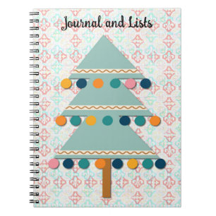 Weihnachtsbaum Retro Art Journal und Listen Spiral Notizblock