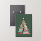 Weihnachtsbaum Retro Bücherwurm Bibliothek Button (Vorderseite/Rückseite)