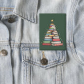 Weihnachtsbaum Retro Bücherwurm Bibliothek Button (Insitu)