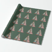 Weihnachtsbaum Retro Bücherwurm Bibliothek Geschenkpapier (Ungerollt)