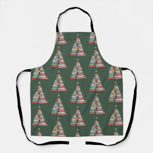 Weihnachtsbaum Retro Bücherwurm Bibliothek  Schürze