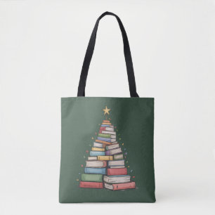 Weihnachtsbaum Retro Bücherwurm Bibliothek Tasche