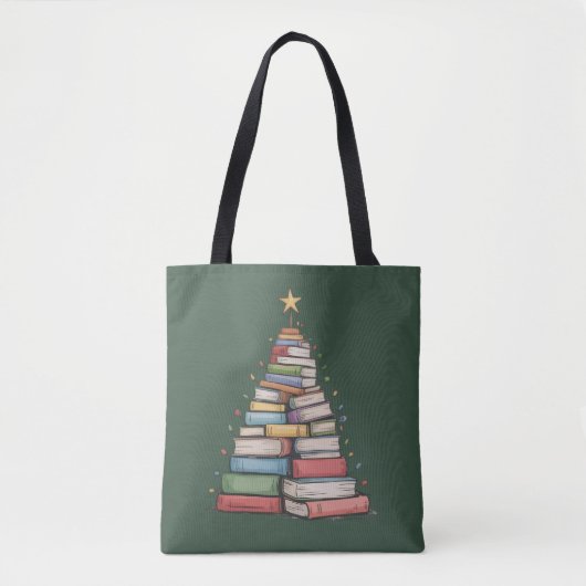 Weihnachtsbaum Retro Bücherwurm Bibliothek Tasche (Vorderseite)