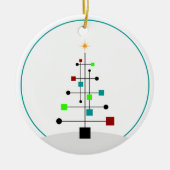 Weihnachtsbaum - Retro des Mitteljahrhunderts Keramik Ornament (Vorne)