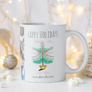Weihnachtsbaum Retro Pastel Happy Holiday Foto Kaffeetasse
