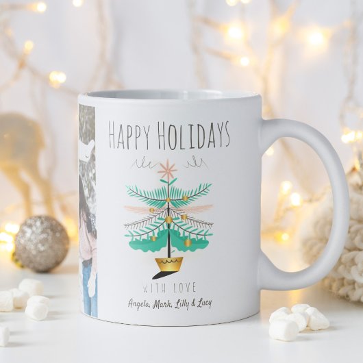 Weihnachtsbaum Retro Pastel Happy Holiday Foto Kaffeetasse