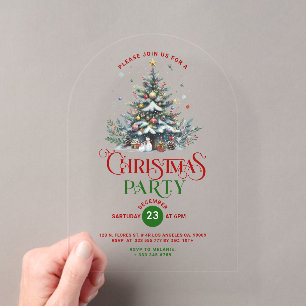 Weihnachtsbaum Retro-Typografie Weihnachtsfeier Acryleinladungen