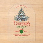 Weihnachtsbaum Retro Typografie Weihnachtsfest Par Acryleinladungen (Vorderseite)