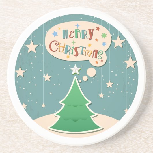 Weihnachtsbaum Retro Weihnachtsdesign Untersetzer (Vorne)
