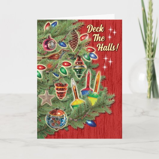 Weihnachtsbaum Retro Weihnachtskarte Feiertagskarte (Vorderseite)