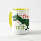 Weihnachtsbaum Rex Niedlich dekoriert Dinosaurier Tasse (Vorderseite Links)