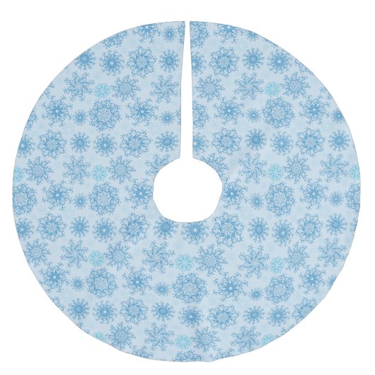 Weihnachtsbaum Rock-Blue Schneeflocken Polyester Weihnachtsbaumdecke (Vorderseite)