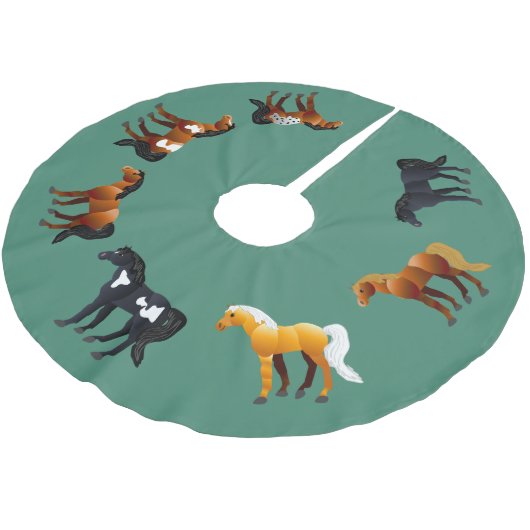 Weihnachtsbaum-Rock des Pferdeliebhabers Polyester Weihnachtsbaumdecke (Schrägansicht)