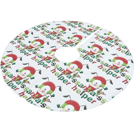 Weihnachtsbaum-Rock Elf Santa's Helper Polyester Weihnachtsbaumdecke (Schrägansicht)