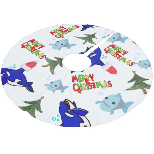 Weihnachtsbaum-Rock-Hai Polyester Weihnachtsbaumdecke (Schrägansicht)