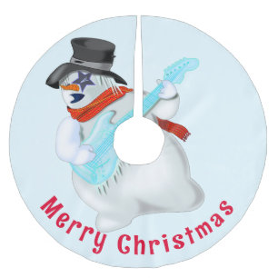 Weihnachtsbaum Rock Snowman mit Gitarrenspass Polyester Weihnachtsbaumdecke