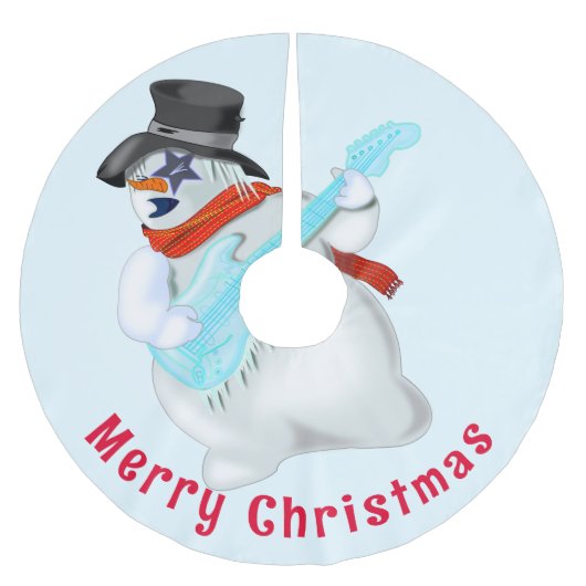 Weihnachtsbaum Rock Snowman mit Gitarrenspass Polyester Weihnachtsbaumdecke (Vorderseite)