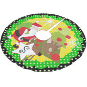 Weihnachtsbaum-Rock von Santa und Reindeer Polyester Weihnachtsbaumdecke (Schrägansicht)