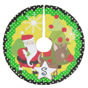 Weihnachtsbaum-Rock von Santa und Reindeer Polyester Weihnachtsbaumdecke