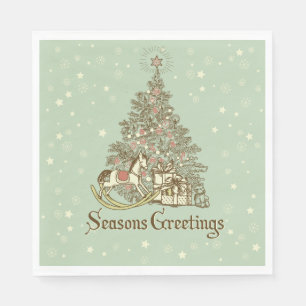 Weihnachtsbaum Rocking Horse Stars Serviette